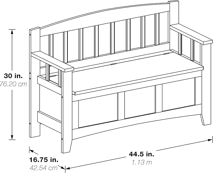 OSP Home Furnishings Metro Mission Style Wood Entry Way Bench with Storage, Sierra Snow White Finish