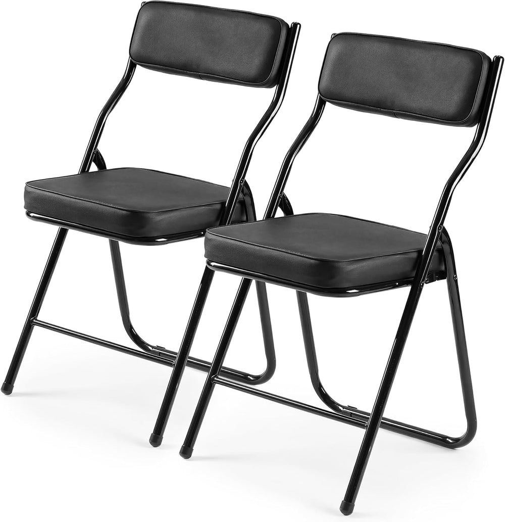 2 Pack Padded Folding Chairs with Cushion & Back for Home Office