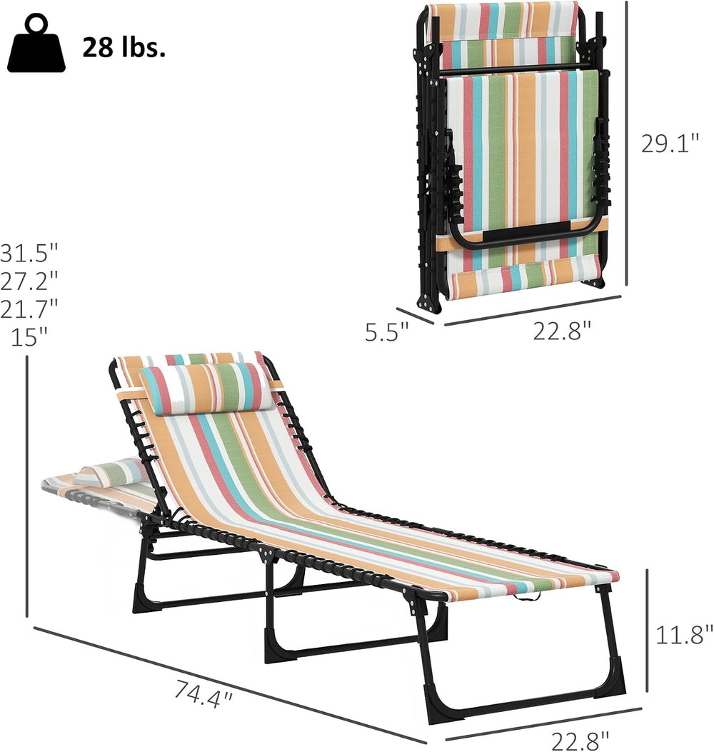 Outsunny Folding Chaise Lounge Chair Set of 2, Patio Sun Tanning Chair, Outdo...