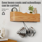 Coat Rack Wall Mount with Shelf 4 Hidden Hooks Modern Wooden Key Holder Entryway Organizer for Hallway Bedroom Bathroom Home Decor Storage for Hanging Coats Hats Bags Towels, Wave-Shape Oak