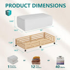Wisuce Bamboo Under Bed Storage Containers- Underbed Organizer with Wheels with Large Dust Bag,Sturdy Wood Rolling Under the Bed Shoe Storage Organizer Drawer 2 Packs (Nature, Long)