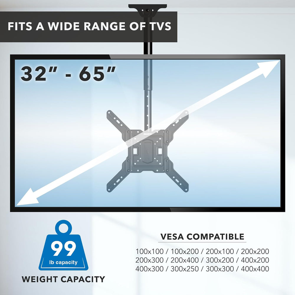 Mount-It! Ceiling TV Mount, 32-65", 99 lbs, MI-511 | Full motion 360 swi...