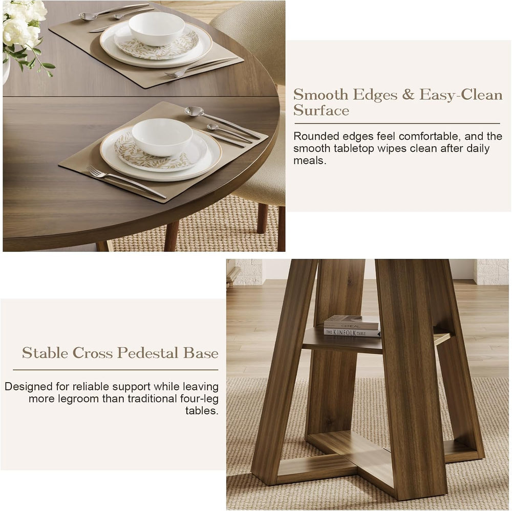 47.2" Round Dining Table for 4-6, Circle Kitchen Table with Open Storage...