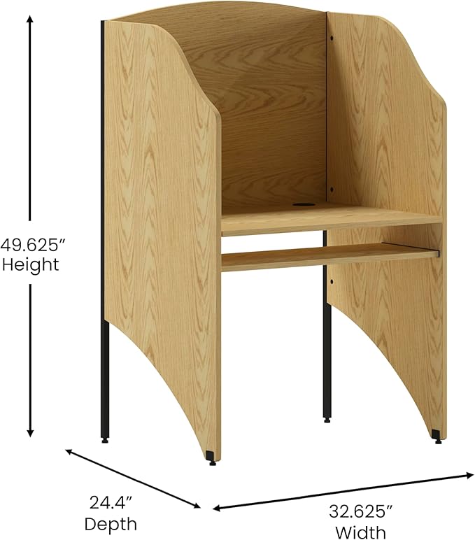 Flash Furniture Kevin Starter Study Carrel in Oak Finish