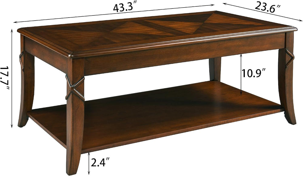 Living Room Tables Set of 3- One Coffee Table and Two End Table with Carved T...
