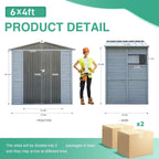 6x4 FT Outdoor Weatherproof Storage Shed, Secure Wood Bike Shed w/Lockable Entry, Garden Storage Solution for Lawn Equipment, Tools, Waste Bin(Gray)