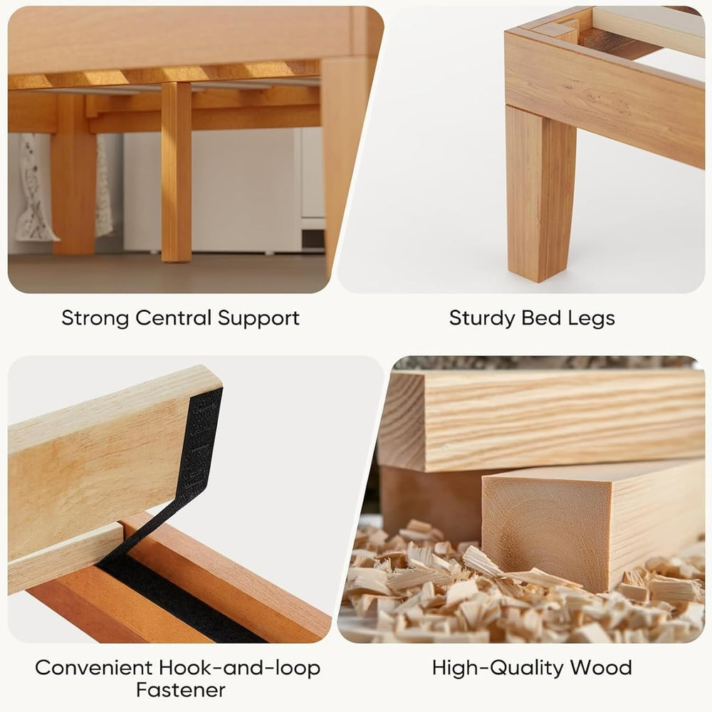 Sweetcrispy 12" Twin Bed Frames, 3.5" Thick Pine Frame, 500 lbs Cap...