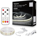 32.8ft 6500K White COB Led Strip Light with RF Remote, Dimmable Ultra Bright Daylight White COB Light Strip, Indoor Led Lights for Kitchen, Bedroom, Cabinet, 2 Rolls of 16.4ft