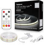 32.8ft 6500K White COB Led Strip Light with RF Remote, Dimmable Ultra Bright Daylight White COB Light Strip, Indoor Led Lights for Kitchen, Bedroom, Cabinet, 2 Rolls of 16.4ft
