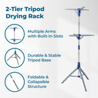 Honey-Can-Do 2-Tier 73-Inch Collapsible Tripod Drying Rack, Heavy Duty Chrome Steel Laundry Stand, Holds 30 Garments, Portable Foldable Indoor Outdoor Clothes Drying Rack