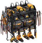 CCCEI Modular Pegboard Rack Power Tool Organizer with Charging Station. 4 Layer Wall Mount Drill Holder, Tool Battery Charger Organizer. Garage Shop Storage Utility Shelf with 10FT Power Strip.