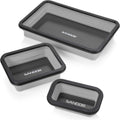 Collapsible Magnetic Parts Tray Set - 3 Different Size Tool Trays for Screw, Bolts, Nuts, Washers, Pins and Other Small Metal Parts, Mechanic Tool Gifts for Men - Light Grey
