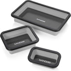 Collapsible Magnetic Parts Tray Set - 3 Different Size Tool Trays for Screw, Bolts, Nuts, Washers, Pins and Other Small Metal Parts, Mechanic Tool Gifts for Men - Light Grey