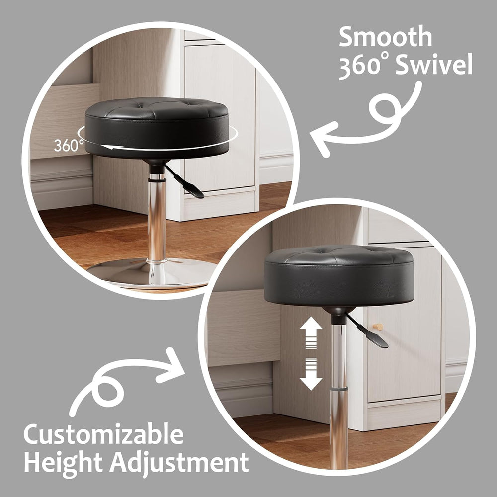 Youtanic Vanity Stool with Adjustable Height, 360°Swivel Ottoman Chair for Ad...