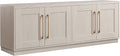 Henn&Hart TV Stand for TVs up to 75'' with 2 Concealed Storage Cabinets and Adjustable Shelves for Living Room, Family Room, or Office, Beech White