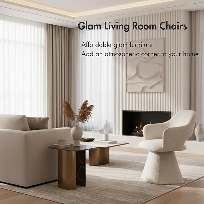 360° Swivel Dining Chair with Arms Set of 6, Chenille Upholstered Barrel Acce...