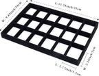 Mornajina 24 Grids Stackable Jewelry Tray Organizer with Removable Dividers, Velvet Jewelry Display Tray for Earrings Necklaces Bracelet Rings Display Showcase - Black
