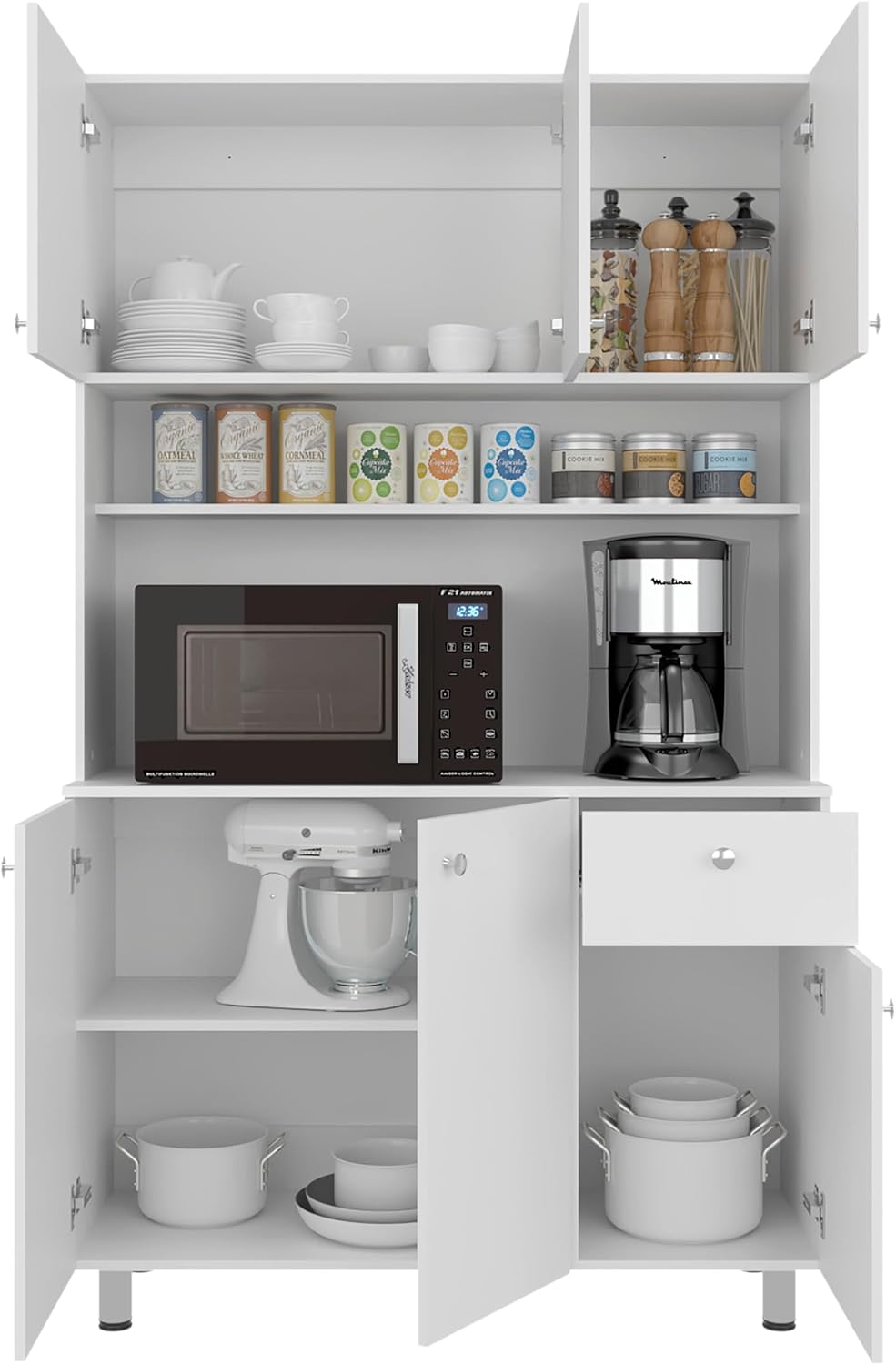 DEPOT E-SHOP 44" Lehr Pantry Cabinet with Ample Storage, Spacious Shelve...