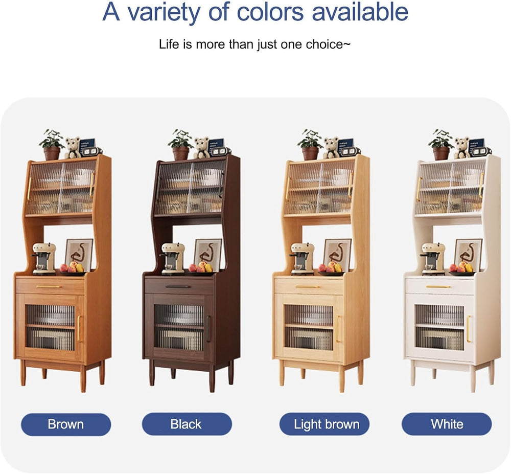 Tall Kitchen Storage Hutch Cabinet, Farmhouse Pantry Storage Cabinet with Sli...