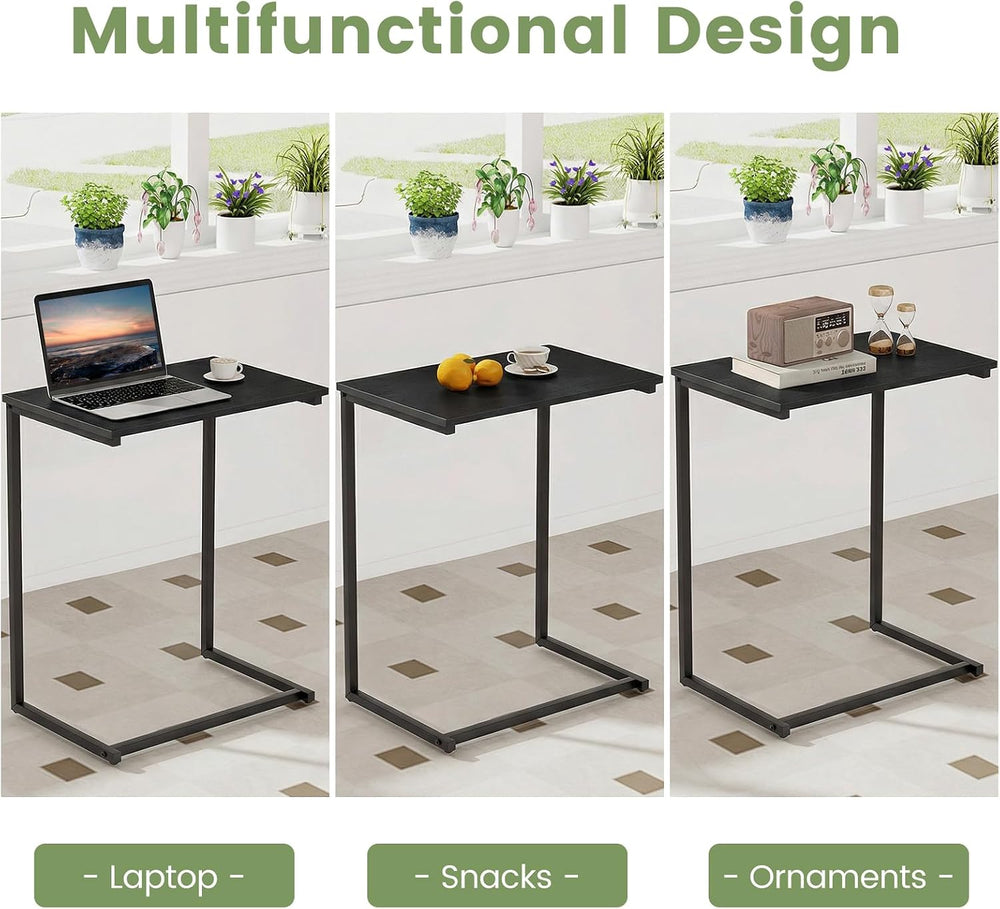 Tangkula C-Shaped End Table, Vintage Accent Couch Table with Heavy-Duty Metal...