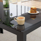 Bealife Kitchen Dining Table Set for 4, Tempered Glass 5 Piece - Black | PU Leather Modern Dining Room Furniture, Space Saving Table and Chairs Set for Home, Kitchen, Living Room, Dining Room