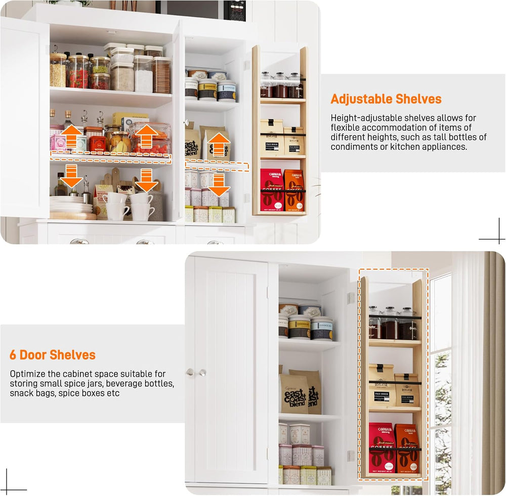 71" Tall Kitchen Cabinet Pantry Storage,Modern Kitchen Hutch Cabinet wit...