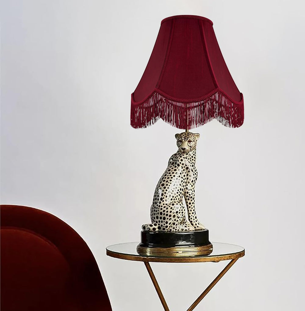 GO&SO Lamp Shades 1PC,6" x 13" x 10.6",Red Fringe Scallope...