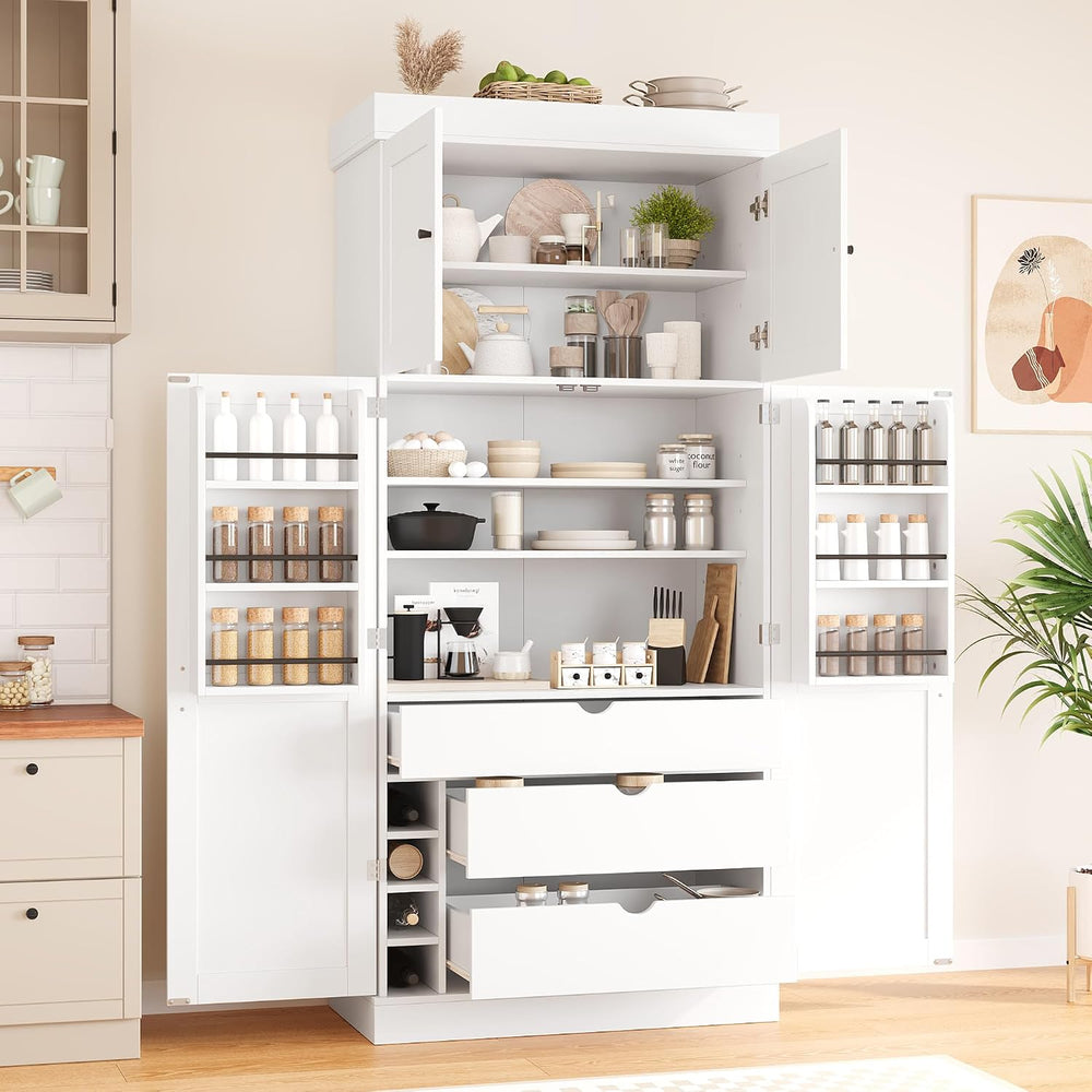 77'' Tall Freestanding Kitchen Pantry Cabinet, 35"L x 17.7"...