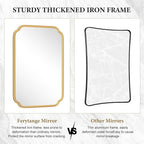 Gold Bathroom Mirror for Wall 24" x 24" Modern Rounded Corner Square Mirror with Non-Rusting Iron Metal Framed Bathroom Vanity Mirror for Over Sink Wall Decor Horizontal/Vertical
