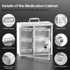 Glosen Medicine Cabinet with Key Wall Mounted Medication Lock Box 【 Silver 15x 6.7 x 13 Inch】 Portable Storage Container Big Capacity