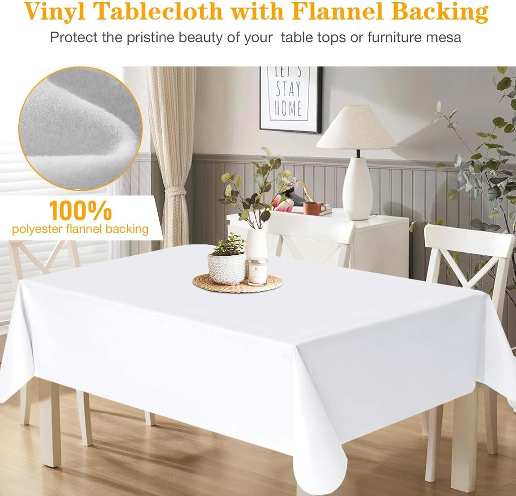 Table Pad Protector with Flannel Backing Cut to Fit Waterproof Heat Resistant Heavy-Duty Reusable Table Cloth 54" x 72" Rectangle Vinyl Table Padding Under Tablecloth