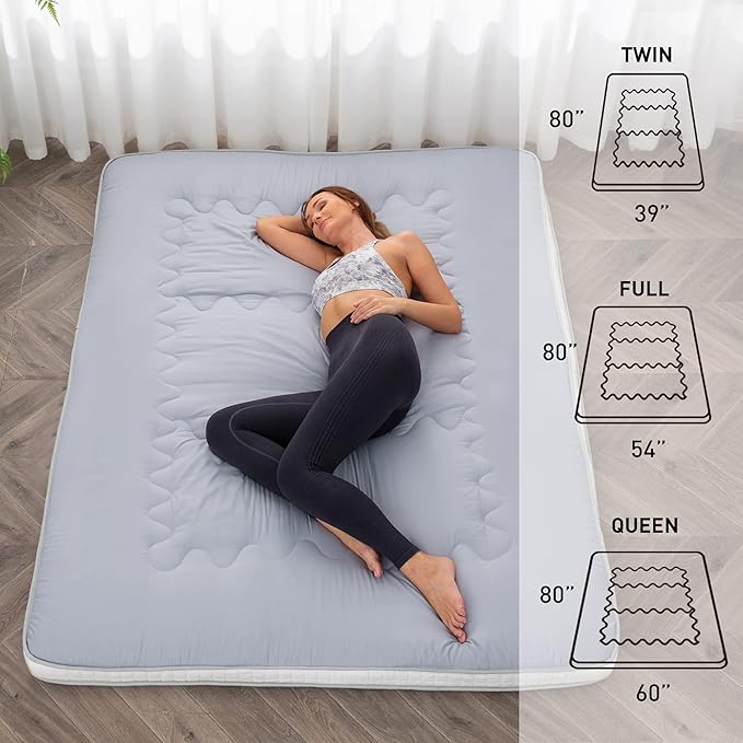 Dr.Futon Japanese Floor Futon Mattress Extra Thick Folding Roll Up Bed Topper...