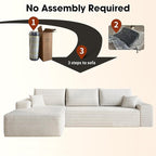 Eafurn Oversized L-Shaped Modular Sectional Sofa with Chaise, Fluffy Corduroy Upholstered Boneless Couch with Deep Seat, Minimalist Flexible Combination for Living Room | Breathable material, Full Foam, Anti-slip