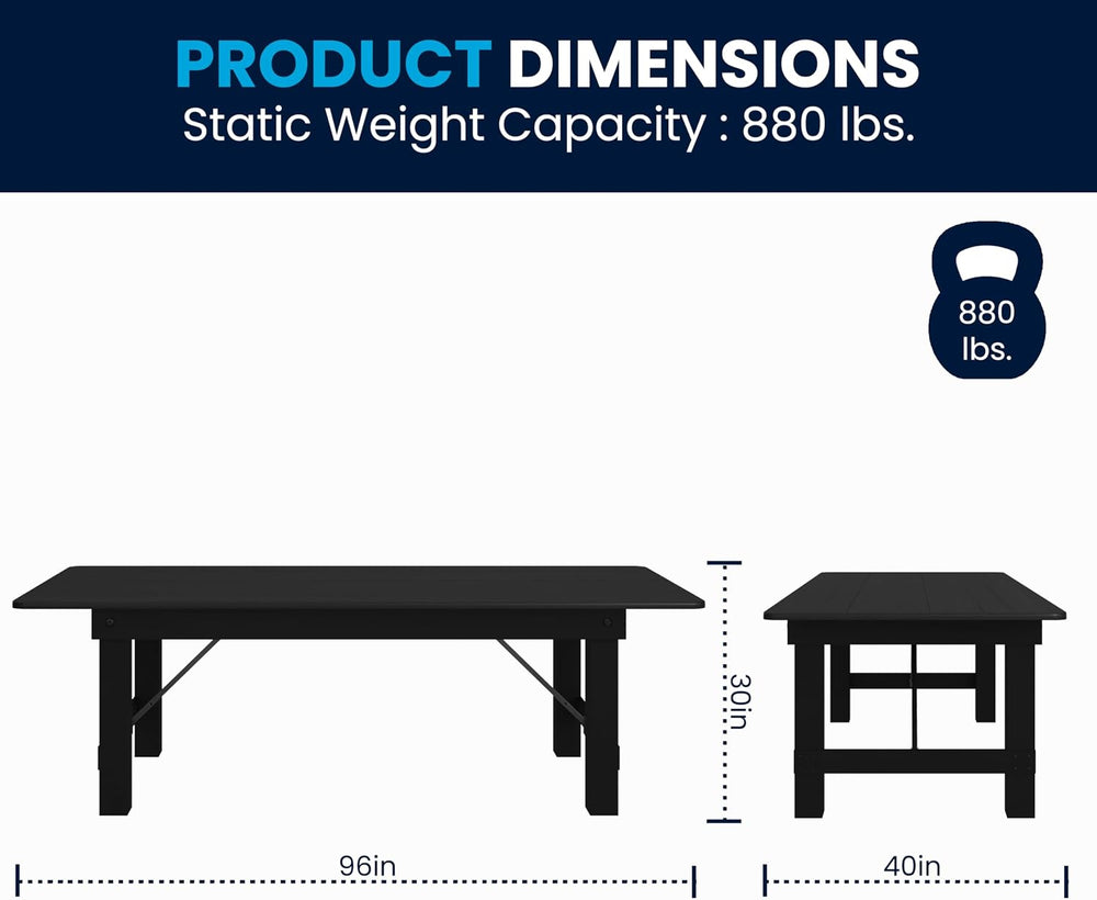Flash Furniture Hercules Commercial Rectangular Farmhouse Folding Table, Anti...