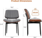Dining Chairs Set of 2, Dining Room and Kitchen Chairs, Mid Century Modern Accent Chair, Upholstered PU Leather Chairs for Vanity with Walnut Bentwood and Metal Legs, Gray