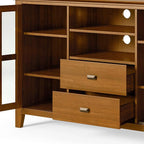SIMPLIHOME Artisan TV Stand - 53 inch Wide Solid Wood Tall Media Console in Honey Brown, Contemporary Entertainment Center for Living Room for TVs up to 60 Inches with Drawers and Cable Management
