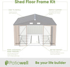 Patiowell 10 x 10 FT Outdoor Storage Shed with Floor Frame, Metal Yard Shed with Design of Lockable Doors, Utility and Tool Storage for Garden, Patio, Backyard, Outside use, Brown