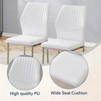 Dining Chairs Set of 6, Modern Upholstered Kitchen Dining Chairs with High Back, Faux Leather White Chairs with Metal Legs, Comfortable Armless Side Chairs for Dining Room Kitchen Living Room