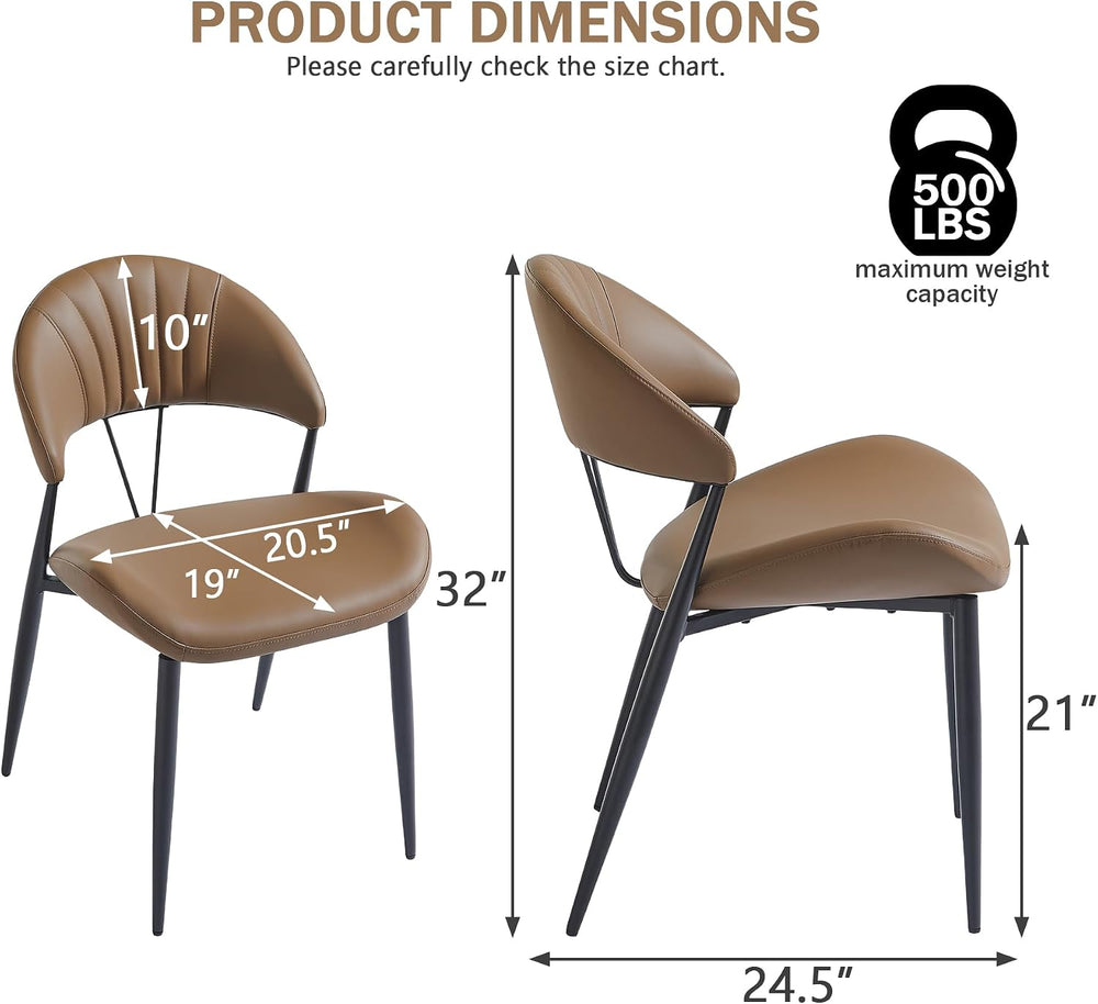 PU Leather Dining Chairs Set of 4, Mid Century Modern Dining Chairs with Stit...