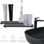 2 Pcs Water Absorbing Stone Trays, Kitchen/Bathroom Sink Soap Dish, Diatomite Tray Used for Hand Soap & Cosmetic Bottles in The Modern Home, 3.15" W x 10.2" L, Dark Gray
