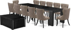 X12SI-0C6-48 - 14-piece Dining Room Table Set a Rectangular Dining Table with a coffee Table and 12 coffee Linen Fabric kitchen Chair, 39x120 Inch, Wire Brushed Black