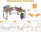 Casaottima L Shaped Gaming Desk, Corner Gaming Table for Home Office, Computer Desk Sturdy Writing Workstation for Small Space, Easy to Assemble, 51 inch, Rustic Brown