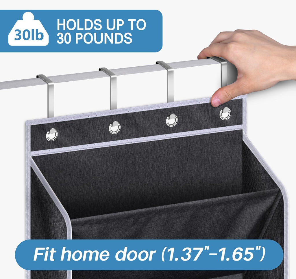 Over the Door Shoe Organizer Fit Big Shoes Large Shoe Rack for Door Hanging Shoe Organizer for Closet Door Storage Boots, Black