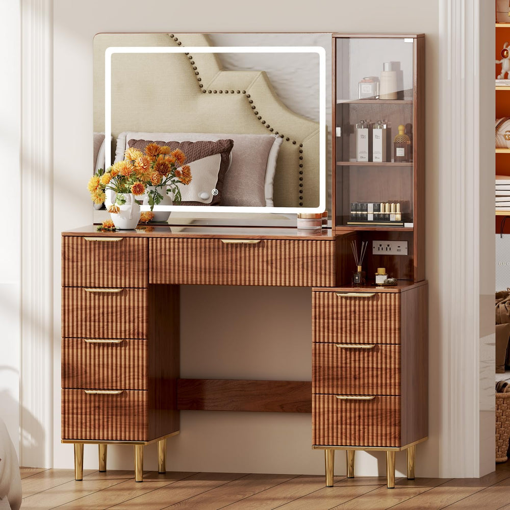 Chrangmay Modern Vanity Desk with 31.5" Mirror and Lights,Makeup Vanity ...