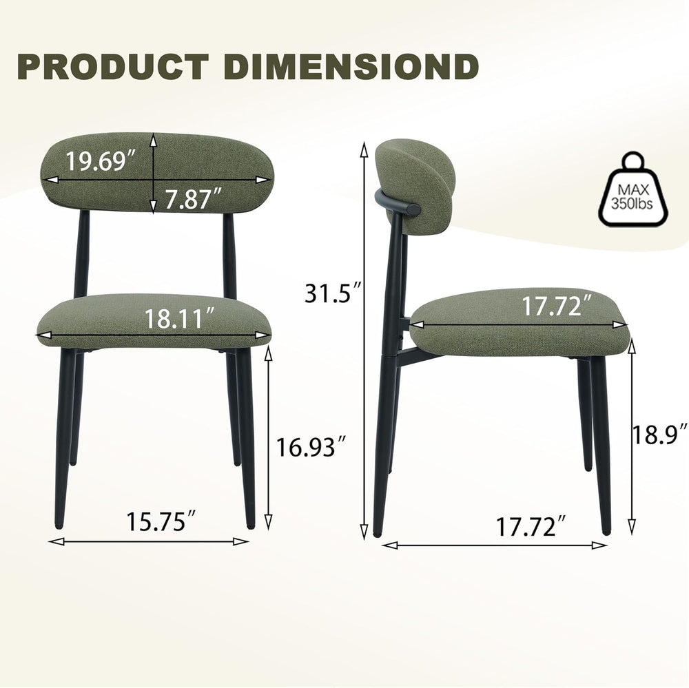 FREKEN Modern Upholstered Dining Chairs Set of 4, Mid-Century Metal Frame Lin...