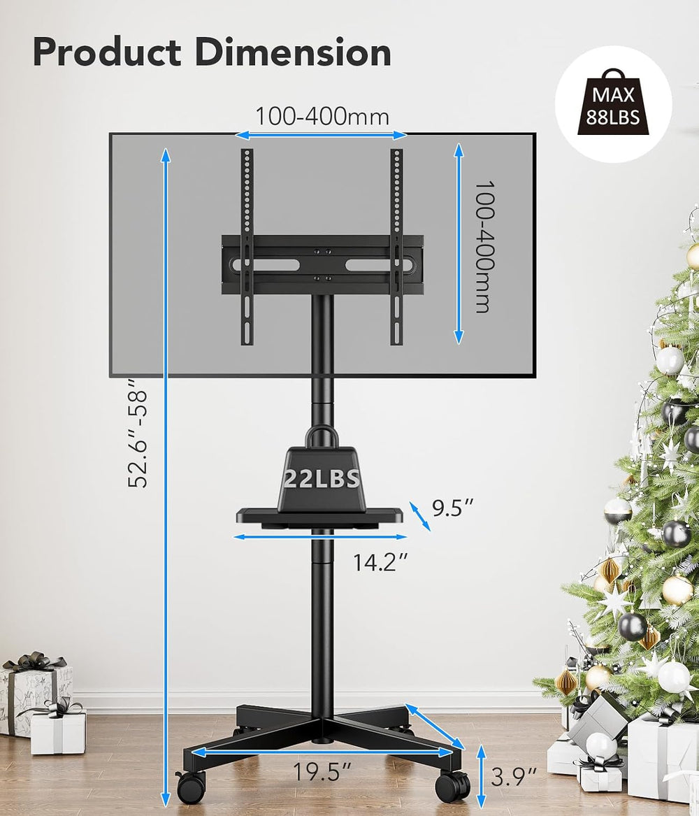AX WABER Mobile TV Stand for 23-60 Inch LCD LED Flat/Curved Panel Screen TVs,...