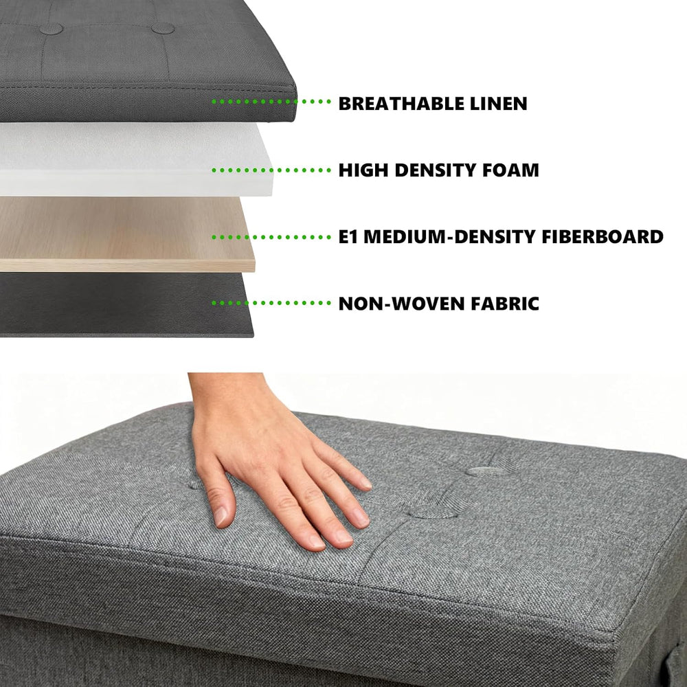 ALASDO Storage Ottoman Footrest Stool Small Ottoman with Storage Foldable Ott...