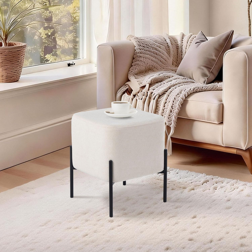 Get Set Modern Linen Ottoman Stool Vanity Stool Foot Rest Stool, Square Small...