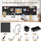 AKTOP Peg Board Wall Organizer 4-Pack – 12"x12" Black Pegboard Combination Kit with 13 Accessories for Wall, Plastic Peg Board Panels for Home, Office, Garage Tool Storage & Craft Room