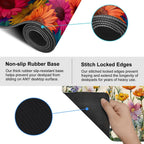 Colorful Floral Mouse Pad – Large Extended Desk Mat 35.43 x 15.75 in – Bright Rainbow Sunflower Design, Non-Slip Rubber Base, Waterproof Surface, Oversized Keyboard & Mouse Pad for Office or Gaming
